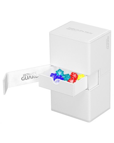 Cutie pentru carduri si accesorii Ultimate Guard Twin Flip`n`Tray XenoSkin - Monocolor White (200+ buc.) - 2